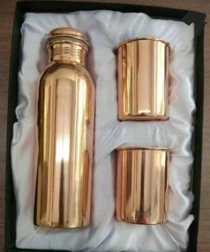 Copper Bottle and Glass set (Capacity: 1 litre)